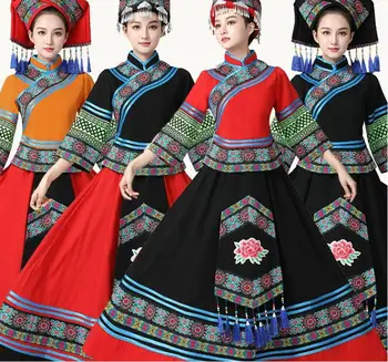 Yao mažumos drabužiai Moteriškas Zhuang šokis - Nuotrauka 1  