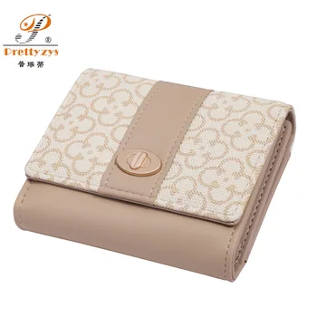 New Women Small Wallets Purse Patchwork Carteira Fashion Floral Hasp Three Fold Coin Purse Short Carteras - Nuotrauka 2  
