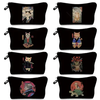 Mielas gyvūnų mados moterų kosmetikos krepšys Makiažo krepšiai Japoniško stiliaus pritaikomas kelioninių reikmenų krepšys su užtrauktuku Anime katės spauda - Nuotrauka 1  