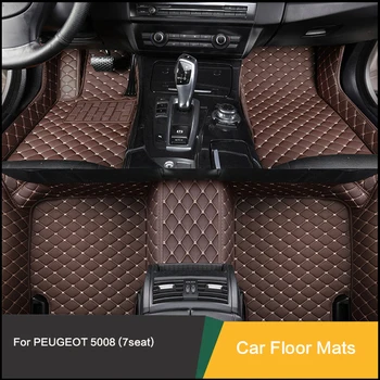 Individualūs automobilių grindų kilimėliai, specialiai skirti PEUGEOT 5008 (7seat) automobilio salono odinis kilimas vandeniui atspariems automobilių priedams - Nuotrauka 1  