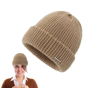 Moteriškos pupelės žiemai Minkštas šiltas Tylus Žieminis megztas rankogalių Beanie skrybėlės Klasikinės megztos tamprės Megztos žieminės kepurės Žiemos slidės - Nuotrauka 1  