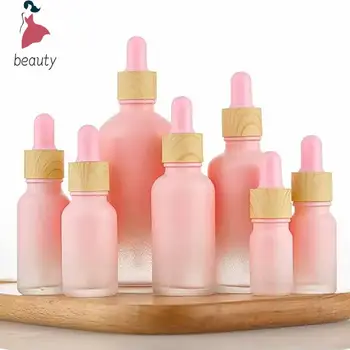 5ML-20ML reagento akių lašas rožinio stiklo buteliukas Aromaterapinis skystos pipetės buteliukas Pakartotinai užpildomi kosmetikos esencijos pakuotės buteliukai Kelionės - Nuotrauka 1  