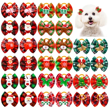 50PCS Šunų priežiūros lankų mišinys 50 spalvų Kačių plaukų lankas su varpeliu Papuoškite elnių kalėdinius šunų lankus su guminėmis juostomis Šunų tiekėjas - Nuotrauka 1  